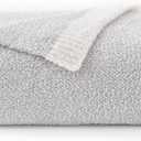 Chunky Knit Boucle Throw Blanket, Soft Washable Coastal Blanket for Bed Couch, Lightweight Cozy Oversized Feather Knit Blanket Indoor Outdoor for Sofa (Grey, Throw 50"x60")