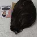 SEVENCOLORS Short Wigs for Women Dark Brown Pixie Wigs with Grey Highlights Straight Layered Synthetic Hair Wigs with Bangs