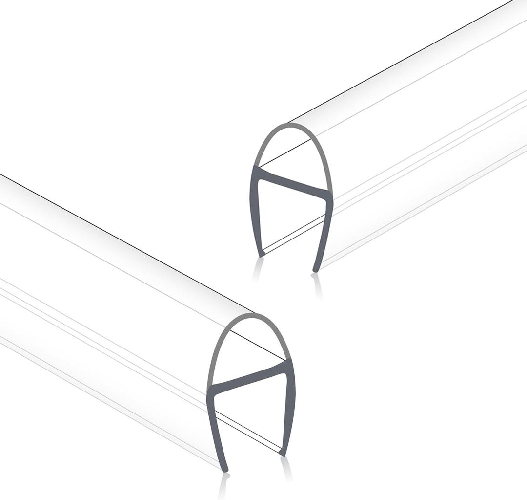 Glass Shower Door Seal Strip, 2 Pcs 3/8" x 39" U-Type Side Seal Strip for 3/8 Inch Glass, Ultra-Clear Frameless Shower Door Side Seal, Stop Shower Leaks & Create Water Barrier, Polycarbonate