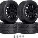 CrazyHobby Pre-Glued OD 2.56" 12mm Hex Wheels Rims & Rubber Tires 26mm for 1/10 Scale On Road Racing Car Drift RC Touring Car, Set of 4 (Color C)