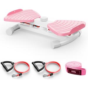 Waist Twister Machine with Resistance Band, Silent Exercise Twist Board for Core & Belly Fat Workout, Non-Slip Home Fitness Disc for Men & Women (Pink)