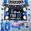 Holkcog 10th Birthday Decorations for Boys Girls, Black10th Birthday Banner, Blue Bruh I'M 10 BackdropHappy 10 Years Old Birthday Cake Topper Balloons Hanging Swirls Ten Party Supply