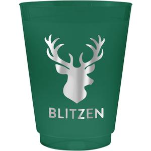2 x Santa Barbara Design Studio Holiday 8-Count Plastic Frost Beverage Cups, 16 Fluid Ounces, Blitzen Reindeer