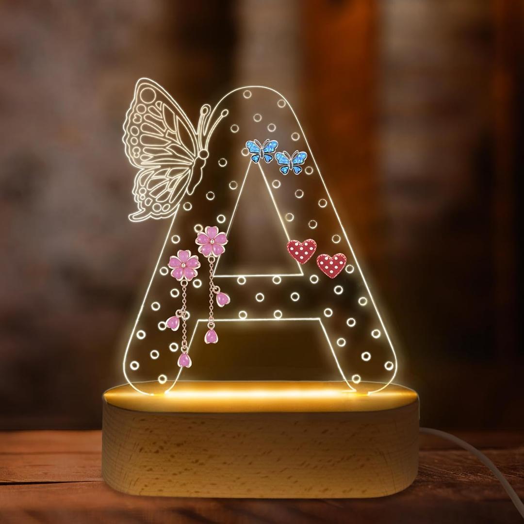 COSHAYSOO Initial Earring Holder Organizer Acrylic for Tween Preteen Teen Girls, Unique Easter Basket Stuffers Birthday Gifts for 8 9 10 11 12 13 14 16 18 Year Old Girl Vanity Accessories Letter A