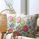 Kawani Happy Easter Pillow Covers 18x18 Inch Colorful Easter Egg Floral Print Outdoor Throw Pillow Covers Set of 2 Rustic Holiday Pillowcases Square Cushion Covers for Couch Home Decor