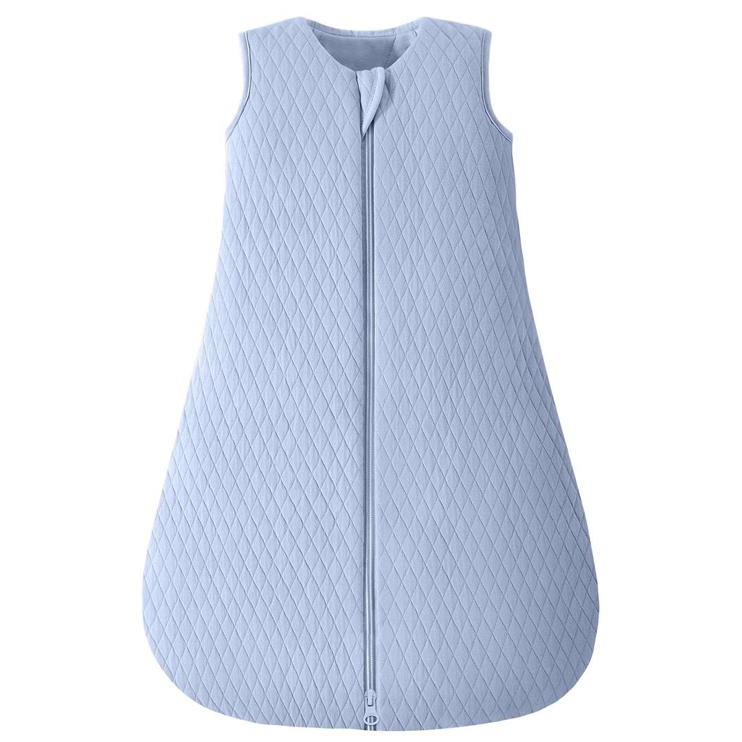 Yoofoss Baby Sleep Sack 12-18 Months TOG 2.5 Winter Baby Wearable Blanket, 100% Organic Cotton Toddler Sleeping Sack 2-Way Zipper Warm Quilted Sleep Sack (Large, Blue)