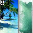 Compatible with Samsung Galaxy S21 Plus Case - Tropical Beach Palm Hawaii Summer Vacation Design Shockproof Soft TPU Cover Case for Women Girls Boys Men