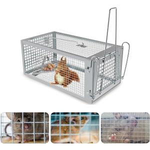 Humane Rat Trap, Chipmunk Rodent Trap That Work for Indoor and Outdoor Small Animal - Mouse Voles Hamsters Live Cage Catch and Release 1 Pack
