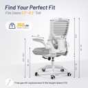 Office Chair for Long Hours & Back Pain Relief 4" Molded Foam Cushion, Padded Lumbar Support, and Padded Flip-up Armrests, Ideal for Office or Study, Light Gray