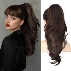 18" Pony Tails Hair Extensions Clip On Ponytails for Women Claw Clip In Ponytail Hair Extensions Curly Hair Ponytail Extension for a Bouncy Look, Great for Day to Night Style Transformation