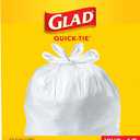 Glad Tall Kitchen Quick-Tie Trash Bags, 13 Gallon, White, 68 Count, (Package May Vary) (68 Count (Pack of 1))