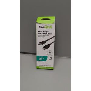 Cell Candy Fast Charge and Sync Cable. For Apple 8-pin to USB C. 3 ft
