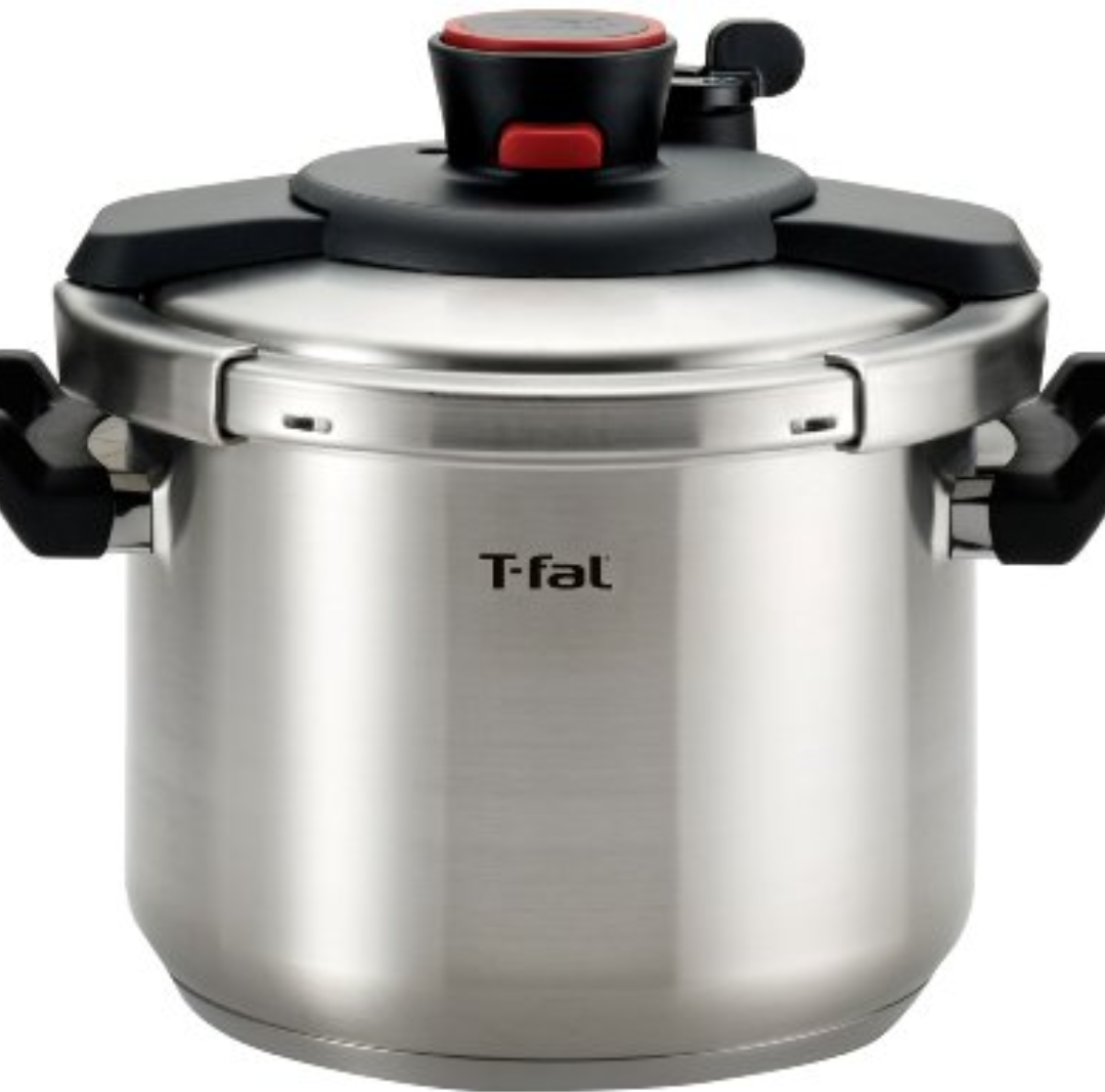 T-fal P45007 Clipso Stainless Steel Dishwasher Safe PTFE PFOA and Cadmium Free 12-PSI Pressure Cooker Cookware, 6.3-Quart, Silver