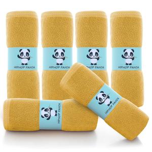 HIPHOP PANDA Baby Washcloths, Rayon Made from Bamboo - 2 Layer Ultra Soft Absorbent Newborn Bath Face Towel - Reusable Baby Wipes for Delicate Skin - Honey, 6 Pack
