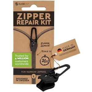 ZlideOn Zipper Pull Replacement - Black, Narrow (L) - Instant Zipper Replacement Slider