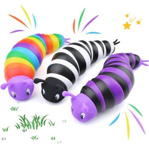 Cevioce Fidget Slug Toy, Sensory Slug Fidget Toys for Kids & Adults, 3 PCS Autism Sensory Toys for Autistic Children Toddlers, Toddler Toys - 3 4 5 6 7 8+ Year Old Girl Boy Birthday Gifts A
