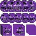 Graduation Party Plates and Napkins Gatherfun 2026 Graduation Party Supplies Purple Disposable Paper Plates Luncheon Cocktail Napkin for Congrats Grad Decorations, Serve 50