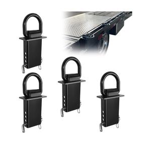 4-Pcs 5/8" Heavy Duty Removable Stake Pocket D Ring Fit for Utility Flatbed Trailers Trucks with Standard 2" x 4" Stake Pockets 15000 lbs D-Ring Tie Down Cargo Trucks 4PCS Black