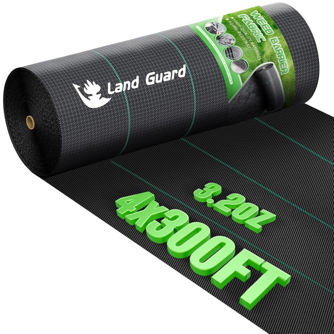 Land Guard 4ft x 300ft Weed Barrier Fabric Heavy Dusty, Ground Cover, Weed Mat, Woven Landscape Fabric for Garden, Lawn and Outdoor Project (Black)