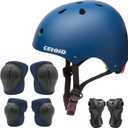 Kids Bike Skateboard Helmet Pad Set,Toddler Cyling Protective Gear Knee & Elbow Pads Wrist Guards for 5-8-10-12-14-16 Years Girls Boys Bicycle Scooter Roller Skate Inline Skating Rollerblading (Blue)