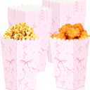 JeVenis 20Pcs Pink Bow Popcorn Boxes Bow Party Favor Bags Bow Gift Treat Goodies Candy Boxes for Birthday Baby Shower Bachelorette Party Supplies