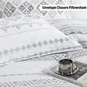 Y-PLWOMEN Duvet Cover King - 3 Pieces Aztec Striped Geometric Duvet Cover Set, 100% Cotton Duvet Cover King Size, Super Soft Bedding Duvet Covers for All Season, 104"x90", No Comforter (Charcoal/Grey/White)