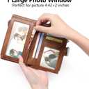 GOIACII Womens Wallets RFID Blocking Leather Trifold Clutch Wallet Credit Card Holder Ladies Purse 3 ID Windows Brown