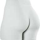 AUROLA Power Workout Shorts for Women Tummy Control Squat Proof Ribbed Thick Seamless Scrunch Active Short (Small, Blanc De Blanc)