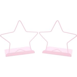 Fashion Star Bookend Non-Skid Metal Book Ends Book Stands for Home Shelves School Office Decoration Kids Study Gift (Pink)