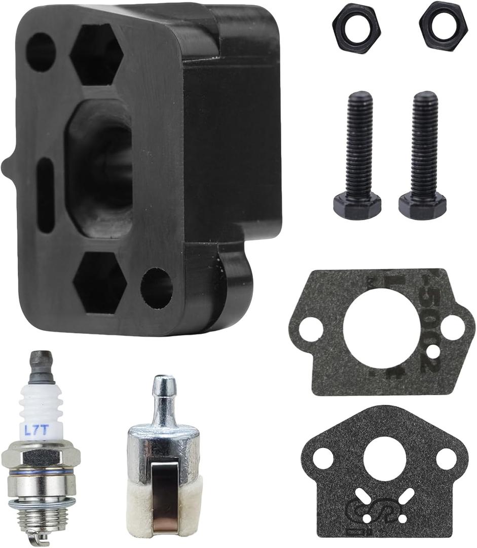 13001744331 Intake Manifold Insulator Block with Screw and Nut Compatile with Echo SRM225 SRM225i GT225 GT225i Models Maintain Kit w Spark Plug Fuel Filter Gaskets