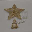 Joiedomi 8 inch Christmas Gold Glitter Star Tree Toppers Metal Lighted with 20 LED Lights for Xmas Decorations, Holiday Party Indoor Decor