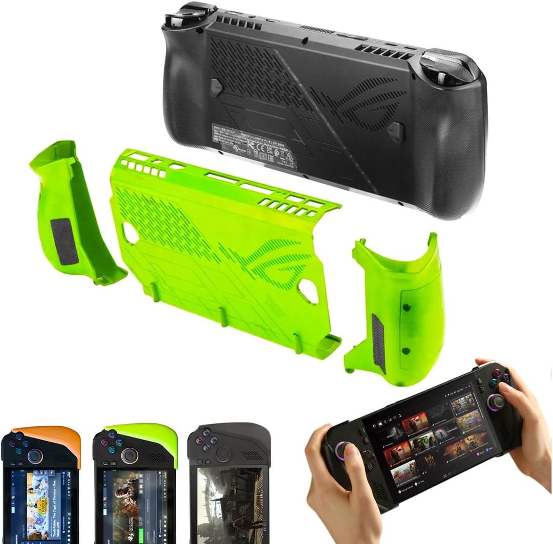 Ergonomic Comfort Grips & Convertible Protective Case for ASUS Rog Ally X Multifunctional Case (Venom Green)