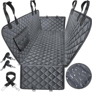 URPOWER Dog Seat Cover, 100% Waterproof Hammock 600D Heavy Duty Scratch Proof Nonslip Durable Soft Pet Back Seat Covers for Cars Trucks and SUVs (Standard (54" W x 58" L), All Black)