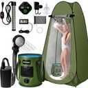Portable Shower for Camping, 6000mAh Rechargeable Camp Shower Pump with Large Capacity Foldable Bucket, Filtered Shower Head, Outdoor Camping Shower Kit for Travel, Pet Bath, Car Washing