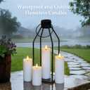 12 Pcs Battery Operated Waterproof White Plastic Flameless Pillar Candles with Timer & 2 Remotes, 2.2" x4" 4" 4" 5" 5" 5" 6" 6" 6" 7" 7" 7" Outdoor Flickering LED Warm Light for Home Decor