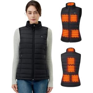 Women's Heated Vest with 16000 mAh Battery Pack Included, 9 Zones Smart Temp Control Ergonomics Heating System (Medium, Black)