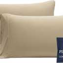Beckham Hotel Collection Cooling Pillowcases for Hot Sleepers, Standard/Queen Size Set of 2, Cool Bedding, Envelope Closure, Silky Soft, Breathable, Moisture-Wicking, Sand