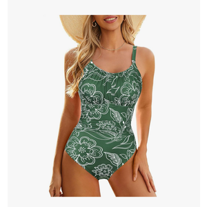 Century Star Tummy Control One Piece Swimsuit for Women Vintage Bathing Suits Ruched Swimwear, Size -L