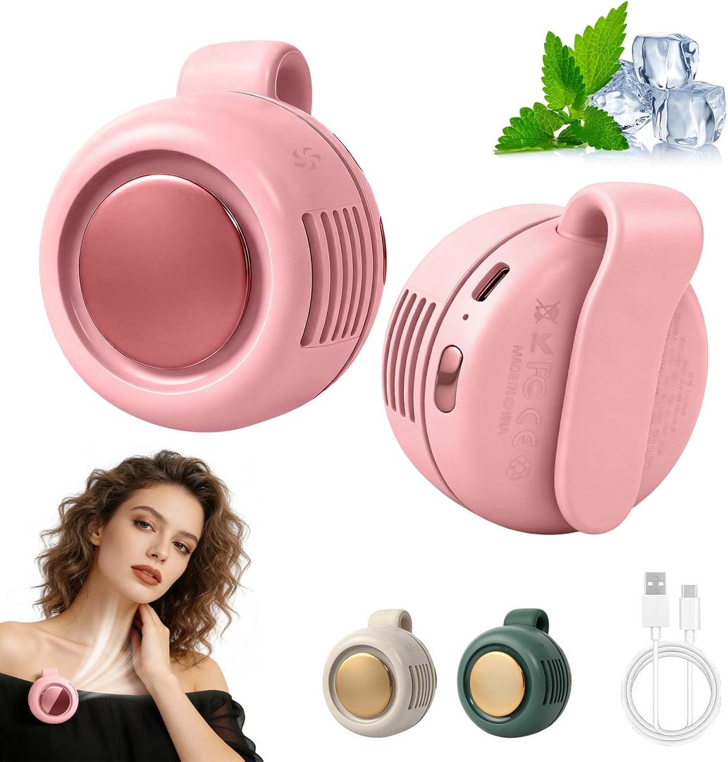 hepanio Portable Silent Mini Bladeless Fan Clip On,3 Speeds Clip-On Fans For Shirt,Small Clips Fanmini Whirlwind Fans For Waist Clips Suitable For Outdoor & Travel & Office (Pink)