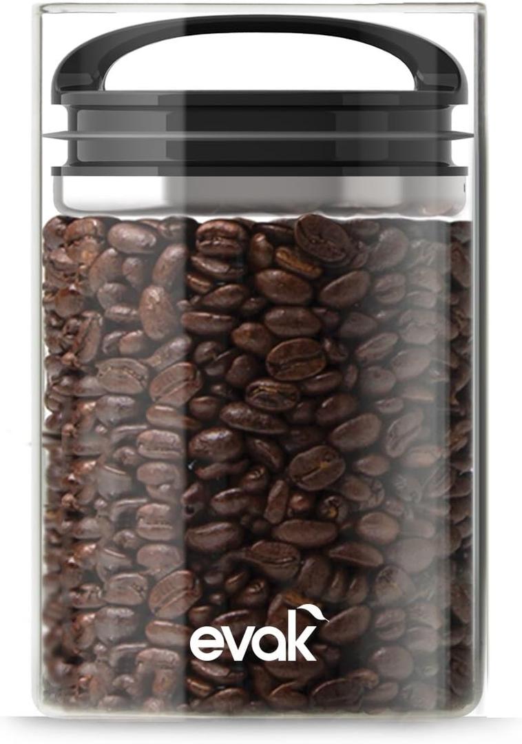Prepara Evak Compact Glass Food Storage, 24 Ounce, Black (Medium, Black Gloss Handle)