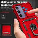 SunStory Compatible with Samsung Galaxy S24 FE 5G Case with HD Screen Protector & Slide Camera Cover & Rotated Ring Kickstand, [Military-Grade] Phone Case for Galaxy S24 FE (Red)