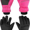 SATINIOR 2 Pairs Kids Winter Snow Gloves Windproof Warm Thick Ski Gloves Adjustable for Kids Girls Boys Toddler Outdoor Cold Weather (Aged 3-6, Classic Style)
