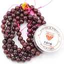 Malahill Natural Stone Beads for Jewelry Making Loose Beads with Stretch Cord for Jewelry Making Bracelets Necklaces 8mm=96pcs Garnet A 8mm