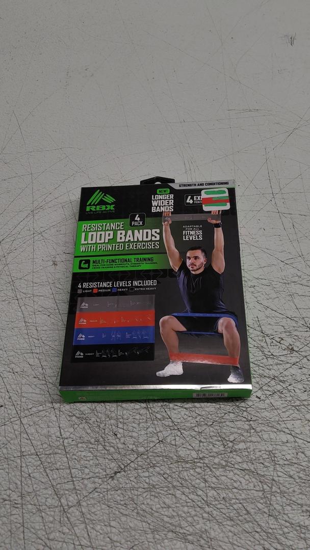 RBX LIVE LIFE ACTIVE LOOPED LATEX RESISTANCE BANDS 4 Pack