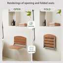 17.5" Folding Shower Seat Wall Mounted,Foldable Shower Bench,Fold Down Shower Seat,Folding Shower Seat Bench,Wall Mount Shower Seat Bench Chair (Teak)