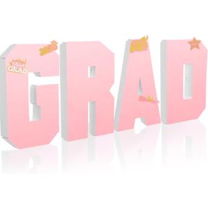 AmazingSpark Grad Fillable Charcuterie Boards Grad Cardboard Letter Board Box 2026 Serving Paper Tray for Graduation Centerpieces Table Party Decorations Supplies(Pink)