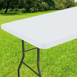 Smiry Rectangle Tablecloth, Elastic Fitted Flannel Backed Vinyl Tablecloths for 6ft Folding Tables, Waterproof Wipeable Table Covers for Indoor, Outdoor, Picnic and Camping, 4 Pack (White, 30"x72")