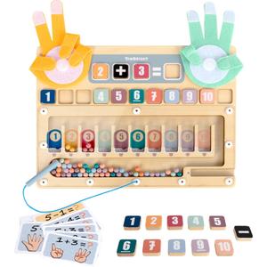 TOP BRIGHT Finger Math Addition & Subtraction Toys for Kids, Montessori Magnetic Beads Sorting Matching Learning Game for Ages 3 4 5+ Year, Educational Toys Gift for Preschoolers