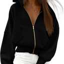 BTFBM Hoodies For Women Spring Clothing 2026 Long Sleeve Zip Up Fleece Fashion Sweatshirts Jacket Y2K Hoodie Fall Fashion (Medium, Black)