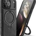 Magnetic for iPhone 17 Pro Max Leather Case,Invisible Stand [Compatible with Magsafe] Slim Kickstand Phone Cove for iPhone 17 Pro Max caseBlack